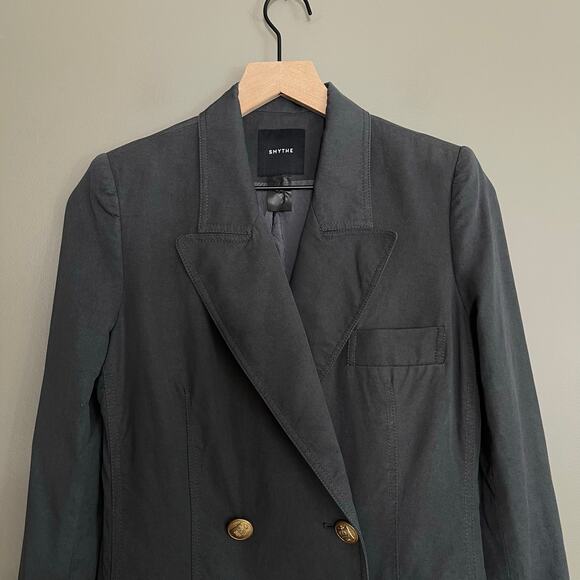 SMYTHE Unstructured Double Breasted Blazer Grey Size XS Classic‎ Menswear Chic - Picture 5 of 16